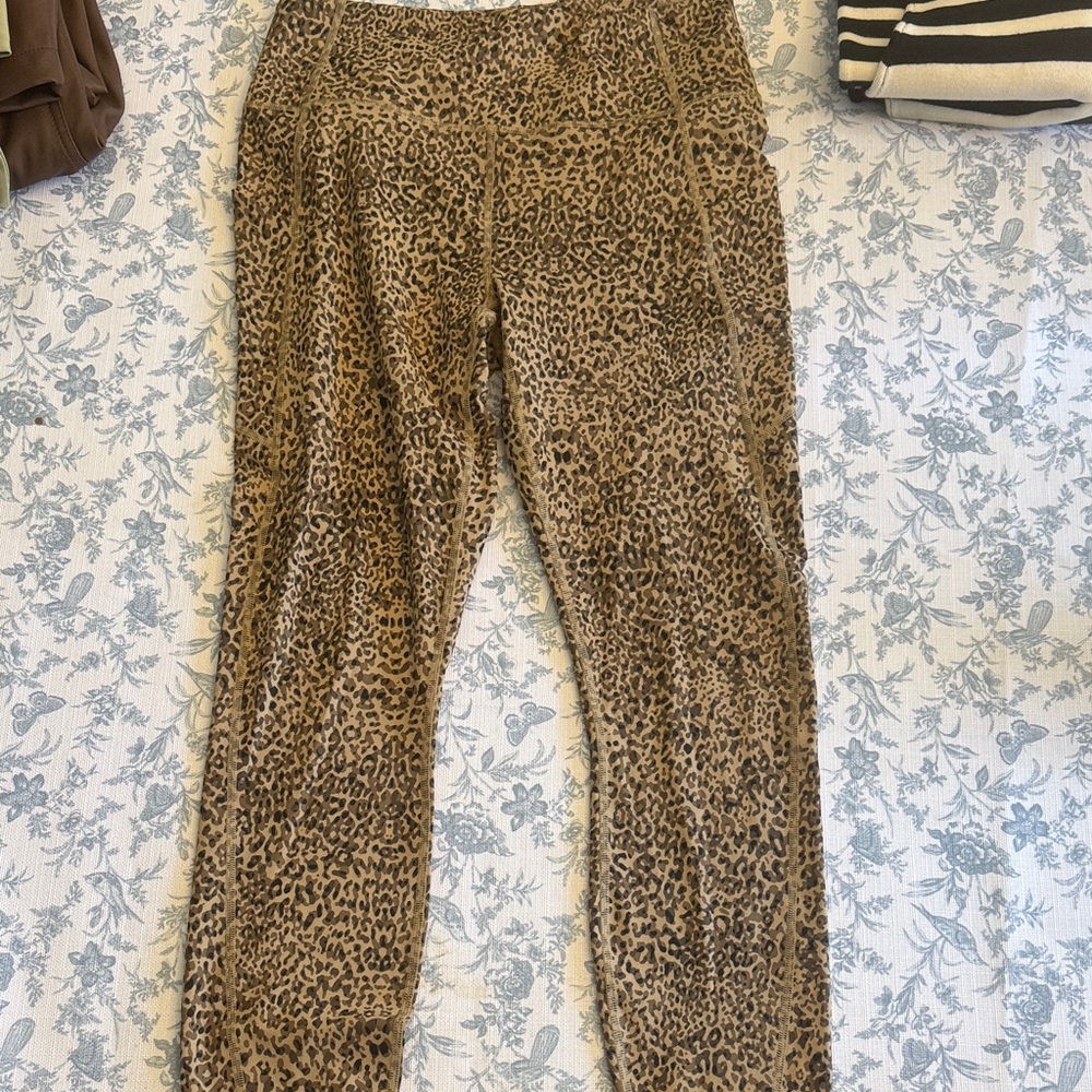 Fabletics Leopard Print Leggings in Brown and Black